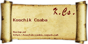 Koschik Csaba névjegykártya